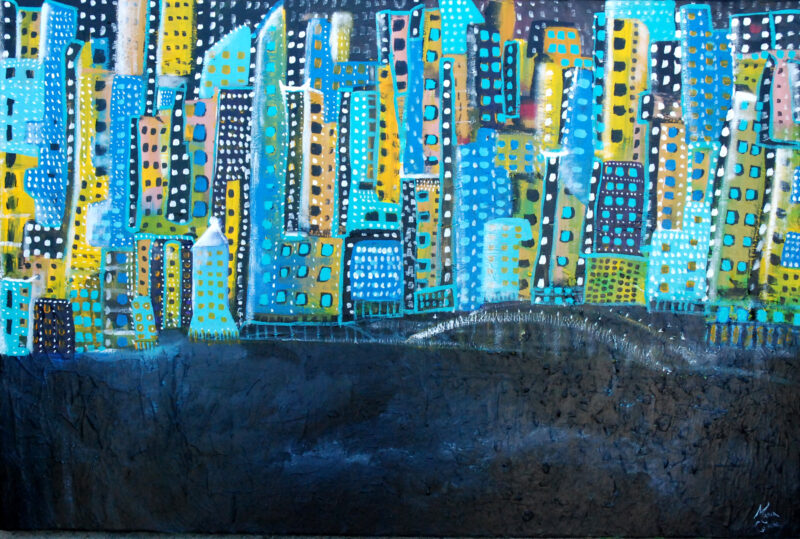 City Sprinkle, 36%22 x 24%22,Acrylic,Maria Curcic-monarae