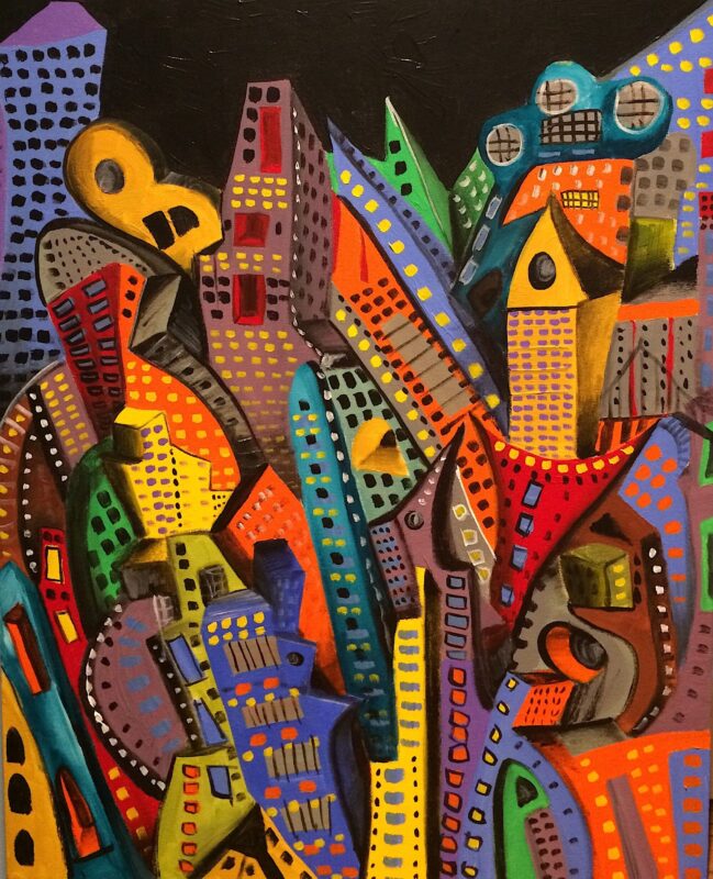 Curcic,Maria Tipping all over,Acrylic, 24%22 x 30%22, 2017